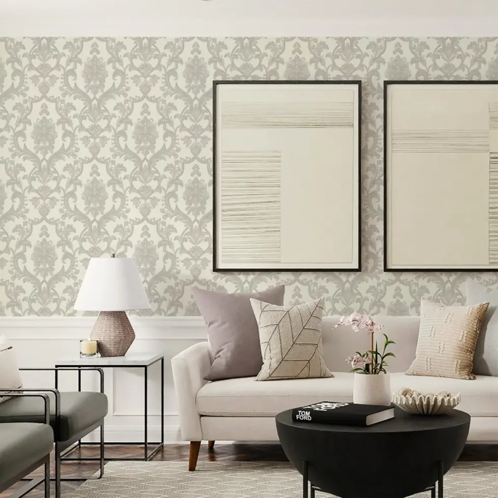 Classic Damask Design Wallpaper White Code 1407-1 - Image 6