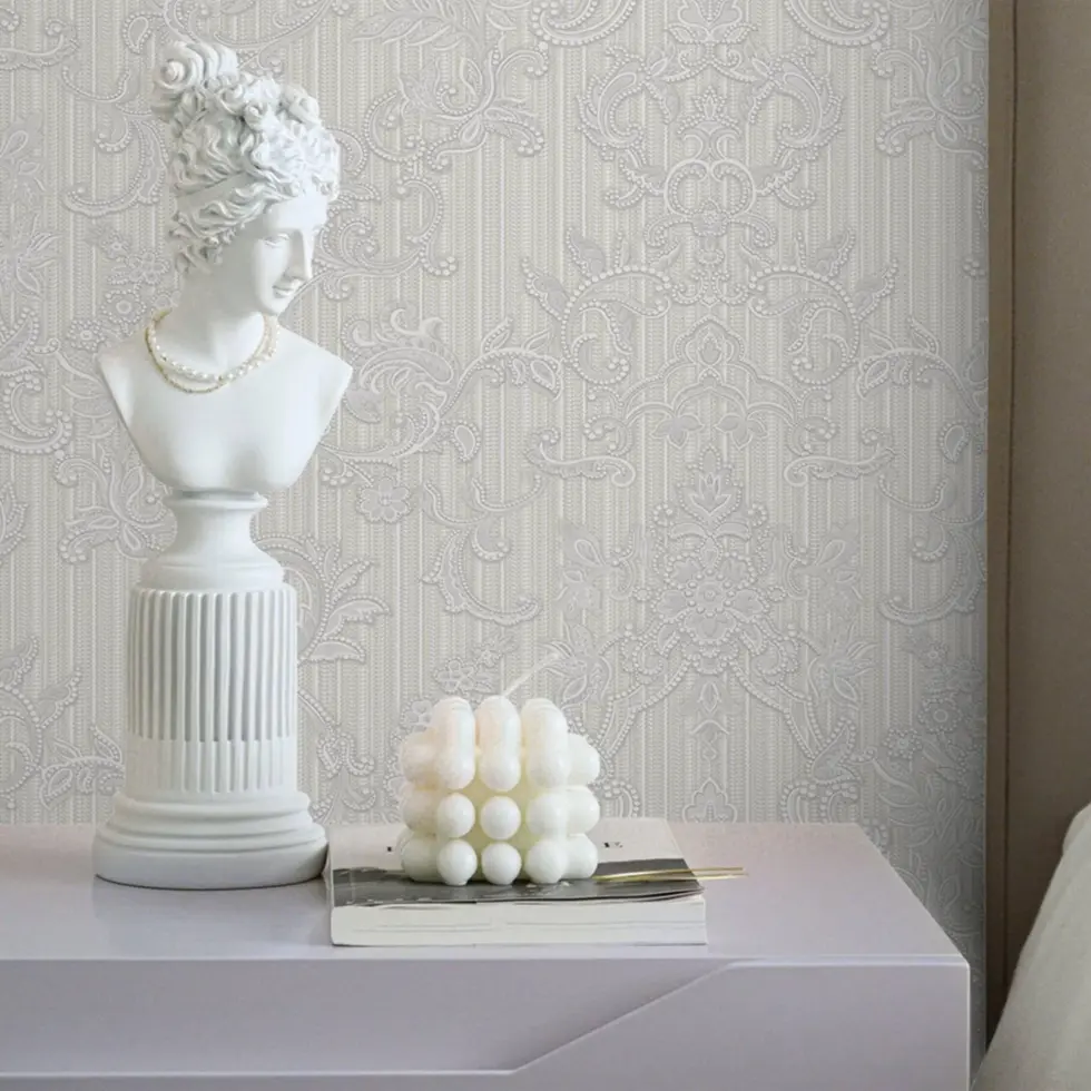 Floral Damask Wallpaper White Code 1305-1 - Image 2