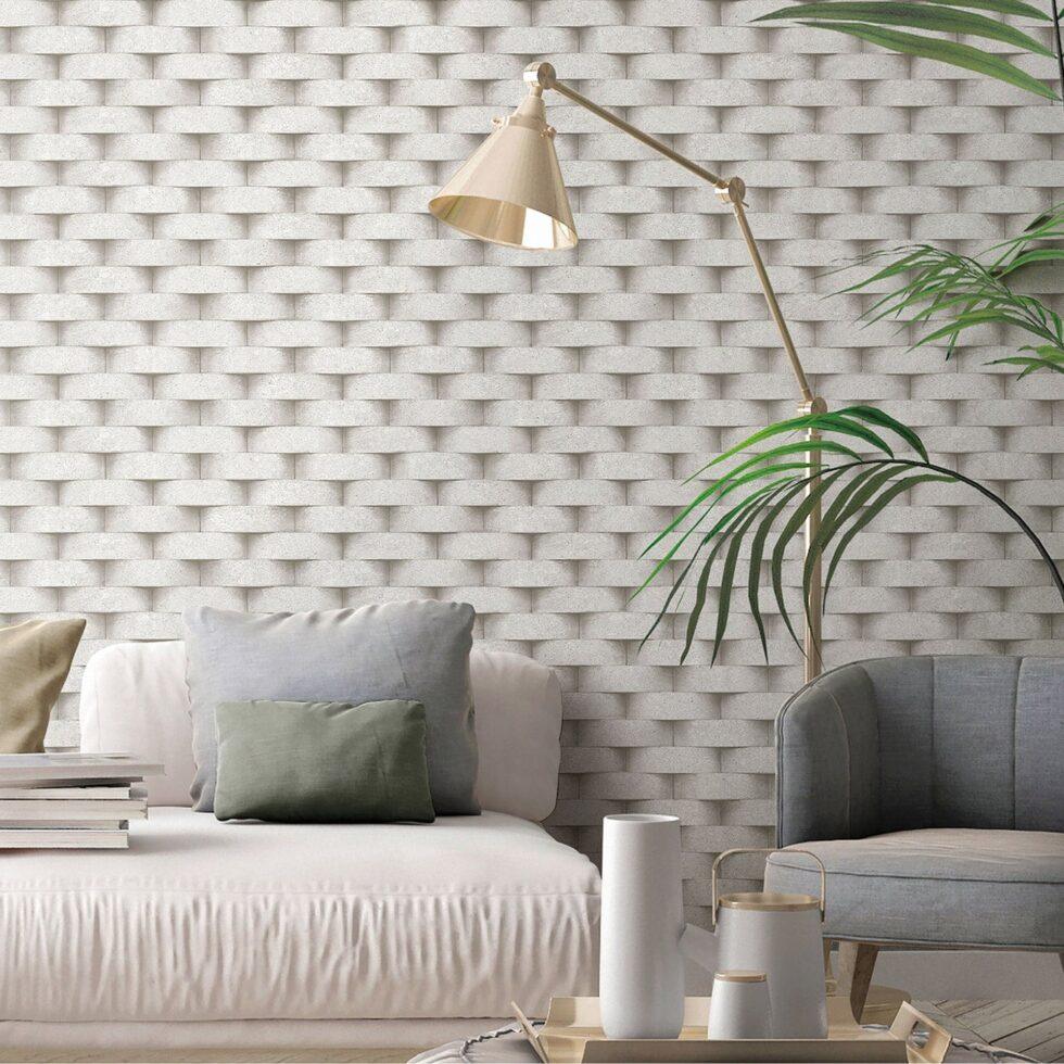 3D Rounded brick wall pattern wallpaper Cream Code 7814-1 - Image 2