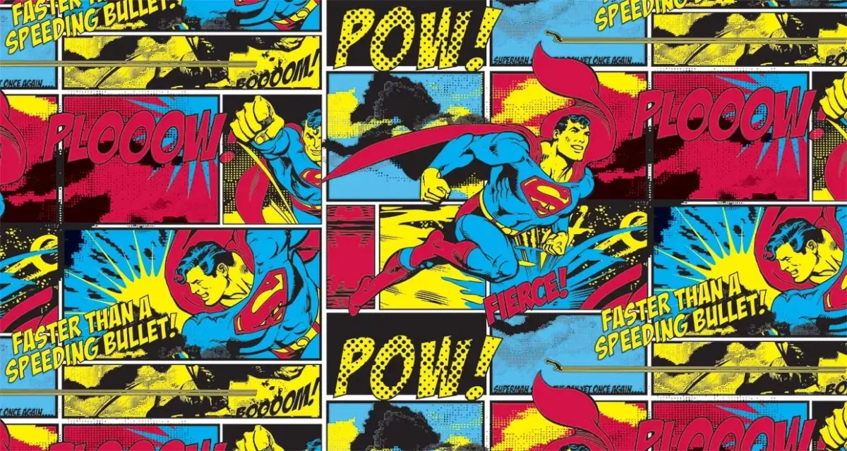 SUPERMAN MURAL WALLPAPER, Available in Various Paper Texture, Code WB2038. 105 CM WIDE ROLL PANELS. - Image 1