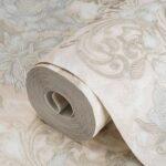 Floral detailed Rococo damask pattern wallpaper Cream Code 7805-1