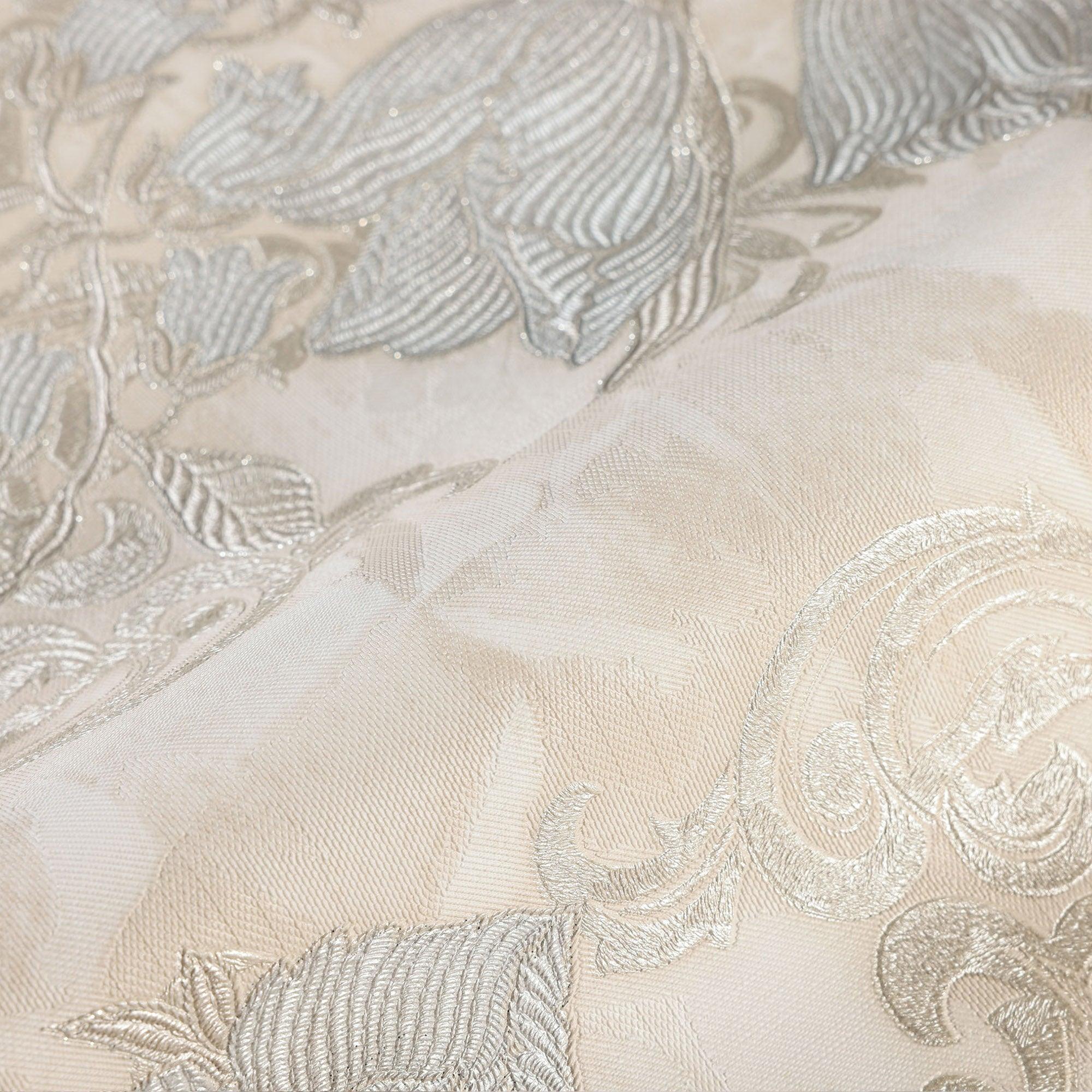 Floral detailed Rococo damask pattern wallpaper Cream Code 7805-1 - Image 3