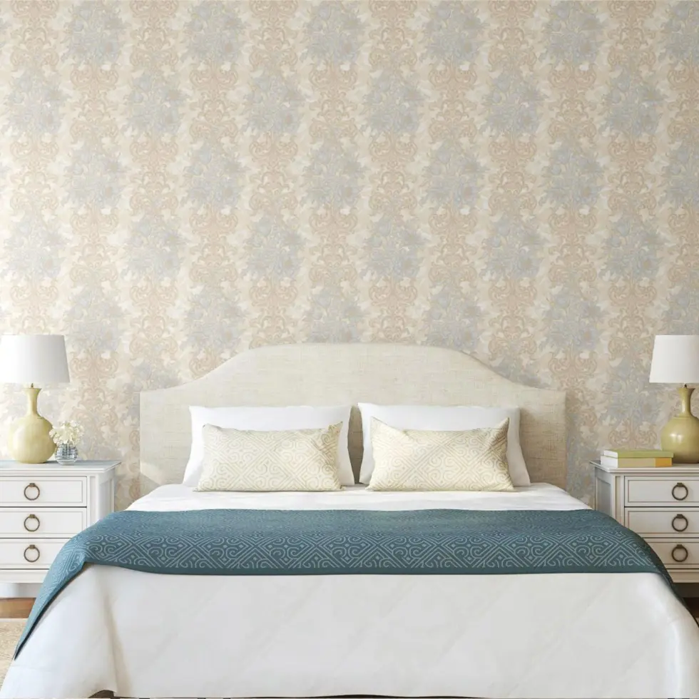 Floral detailed Rococo damask pattern wallpaper Cream Code 7805-1 - Image 5