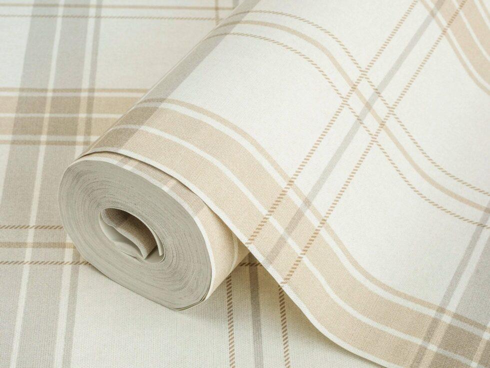 Burberry Textile Inspiration Checkered Pattern Wallpaper Cream Code 3714-1