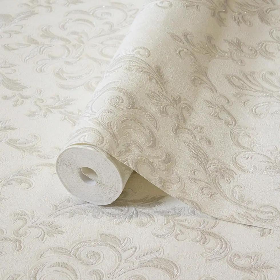 Rich Damask Design Wallpaper White Code 1405-1