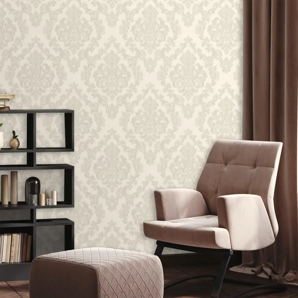 Rich Damask Design Wallpaper White Code 1405-1 - Image 2