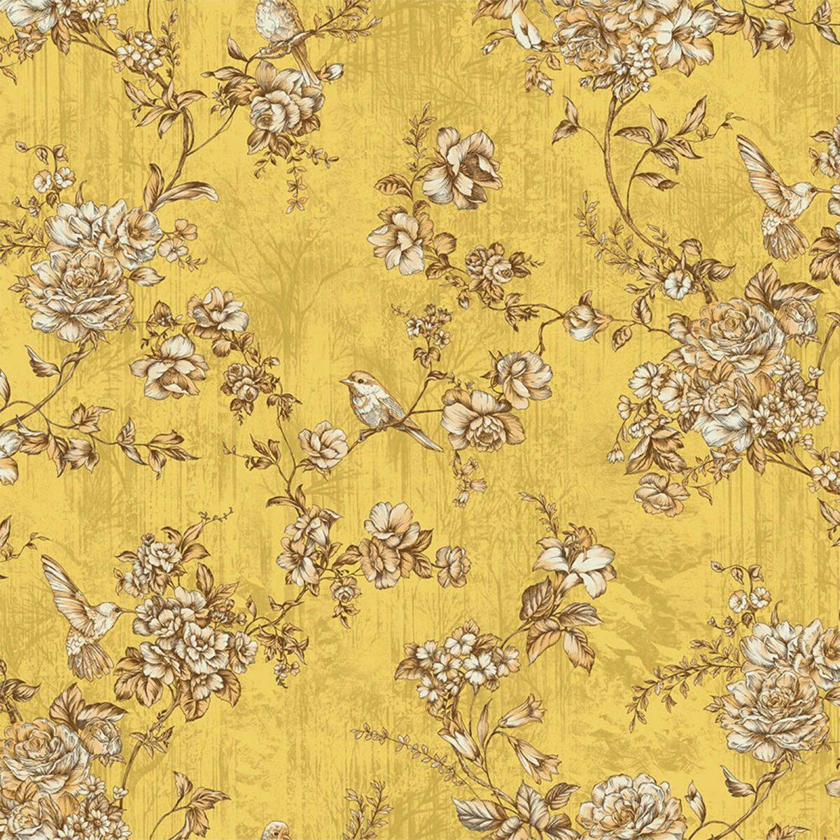 Floral Pattern Trend Wallpaper Pure Yellow Code 9914-4 - Image 5