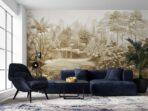 Flowers Pattern Design, VINYL FABRIC TEXTILE Wall Mural in Different Texture, Code FJ310.  It is produced as ONE PIECE WITHOUT JOINT. - Image 6