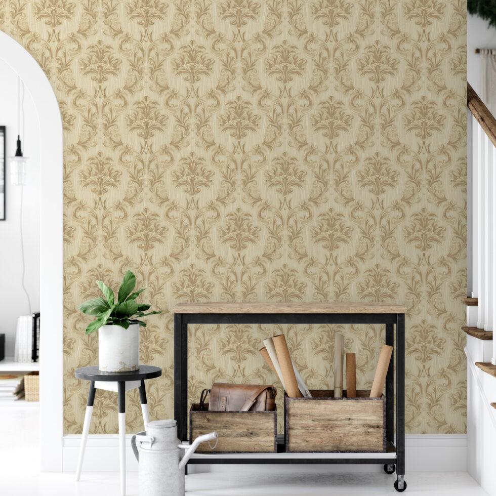 Damask Rich Ornament Wallpaper Gold Cream Code 6808-2 - Image 2