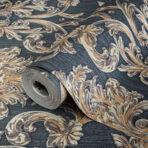 Damask Rich Ornament Wallpaper Blue Brown Code 6808-5