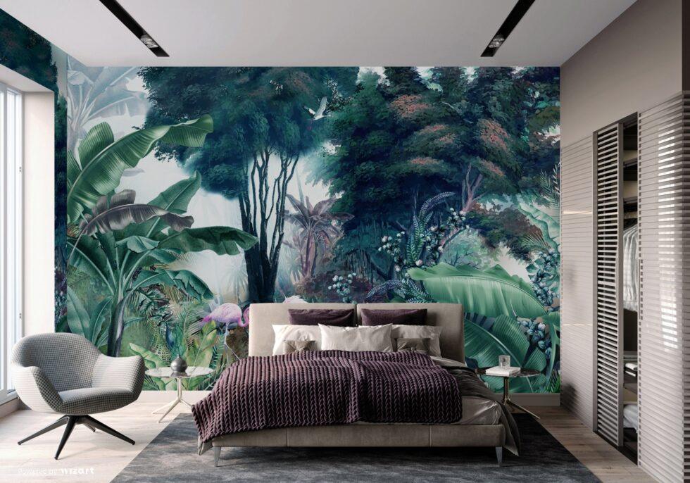 Flamingo Design Vinyl, FABRIC BACK Wall Mural in Different Texture - Code A307 - Image 5