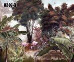 Flamingo Design Vinyl, VINYL FABRIC TEXTILE Wall Mural in Different Texture, Code A307. It is produced as ONE PIECE WITHOUT JOINT. - Image 3