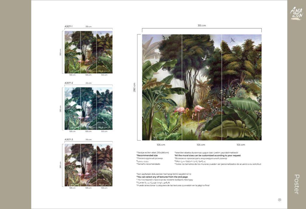 Flamingo Design MURAL WALLPAPER, Available in Various Paper Texture, Code A307. It is Produced as 105 CM WIDE ROLL PANELS. - Image 7