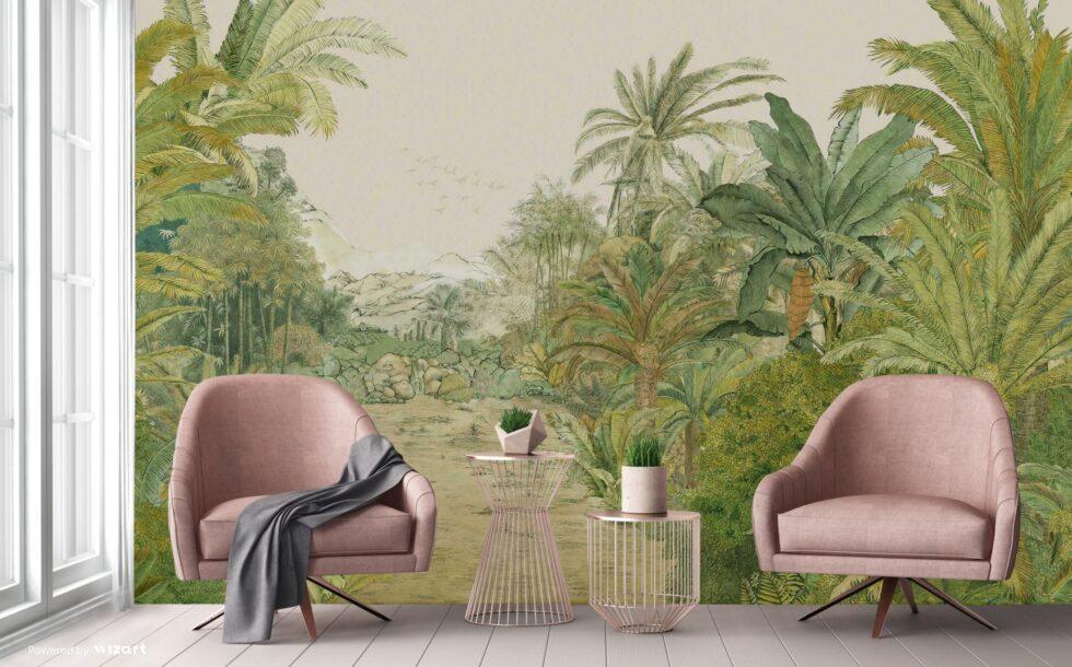 Amazon Forests Design Vinyl, FABRIC BACK Wall Mural in Different Texture - Code A308 - Image 4