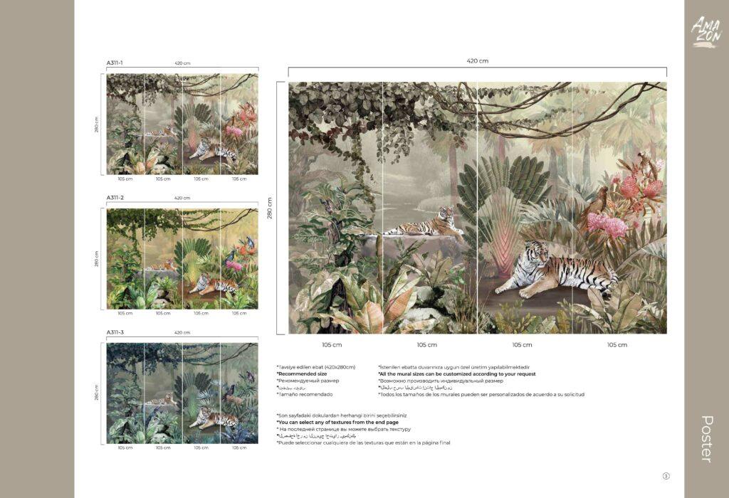 Tiger Design MURAL WALLPAPER, Available in Various Paper Texture, Code A311. It is Produced as 105 CM WIDE ROLL PANELS. - Image 7