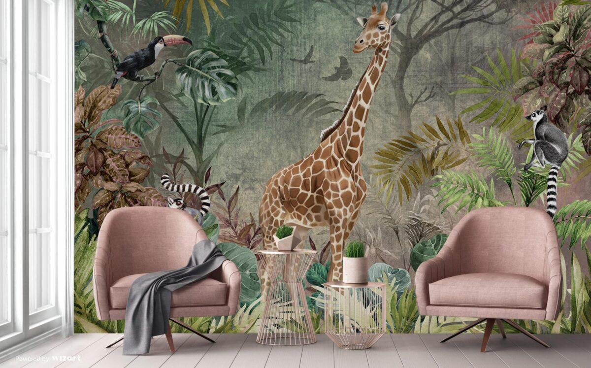 Giraffe Design MURAL WALLPAPER, Available in Various Paper Texture, Code A312. It is Produced as 105 CM WIDE ROLL PANELS. - Image 5