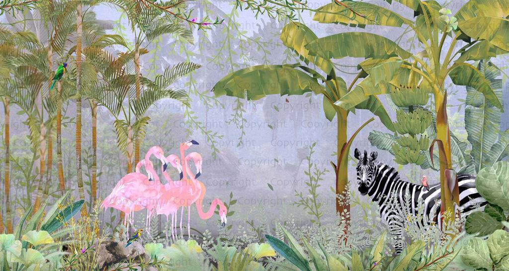 Zebra Patterned Design, VINYL FABRIC TEXTILE Wall Mural in Different Texture, Code A313 It is produced as ONE PIECE WITHOUT JOINT. - Image 2