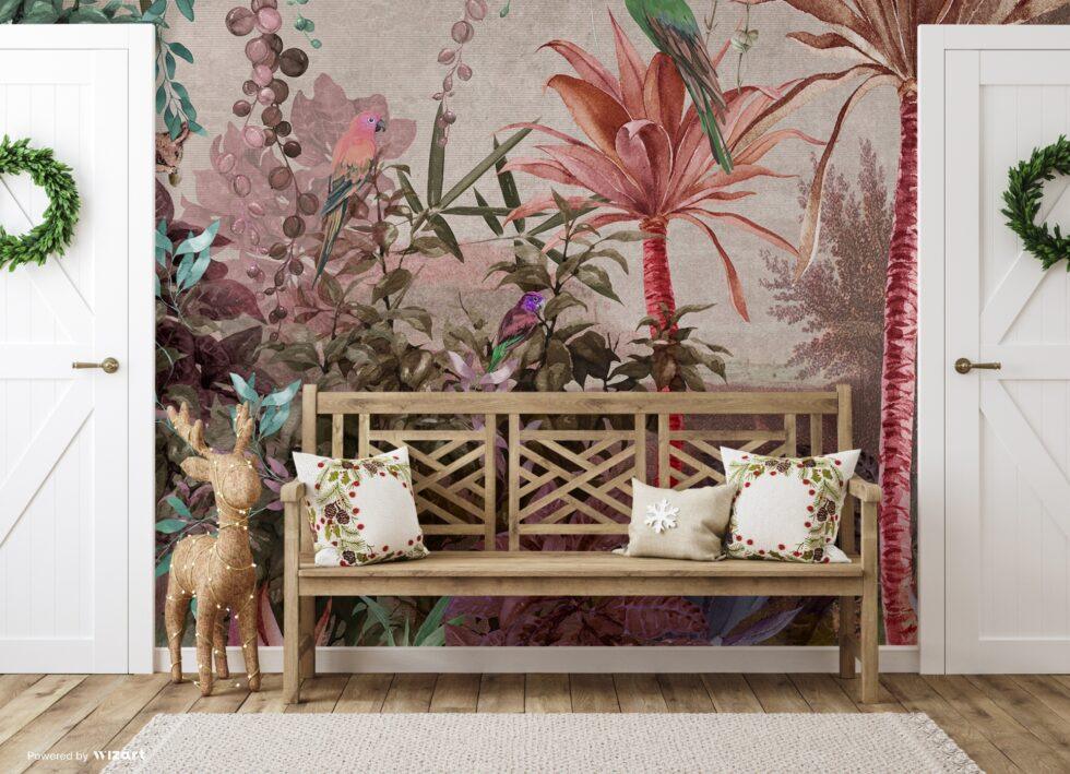 Squirrel and Parrot Design Mural WALLPAPER in Different Texture - Code A315