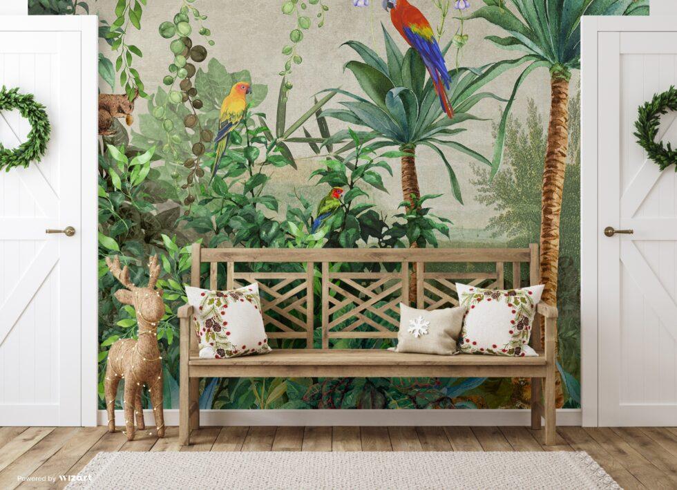 Squirrel and Parrot Design Mural WALLPAPER in Different Texture - Code A315 - Image 5