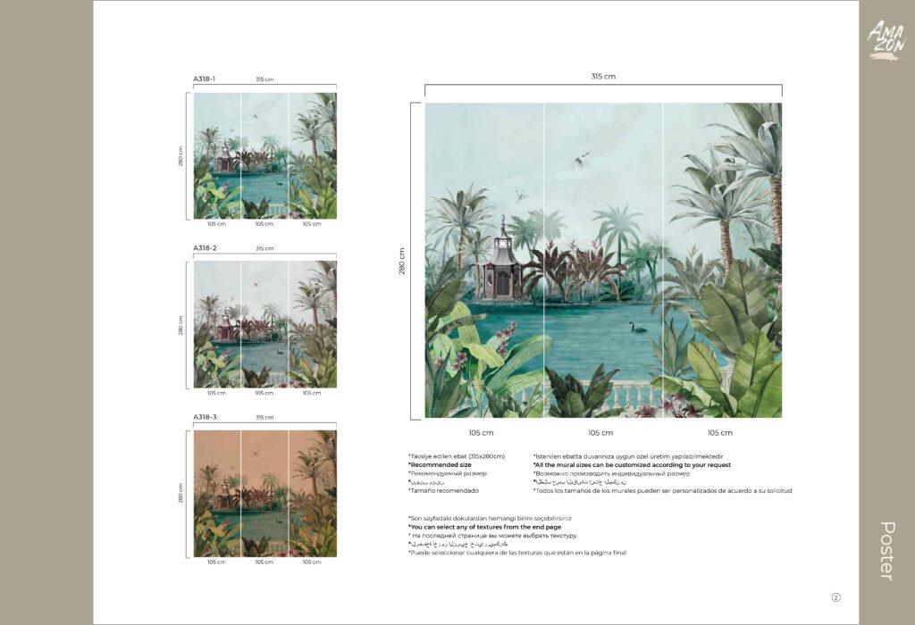 Sea and Trees Design MURAL WALLPAPER, Available in Various Paper Texture, Code A318. It is Produced as 105 CM WIDE ROLL PANELS. - Image 7