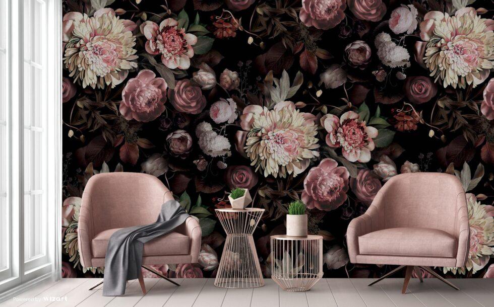 Flower Pattern Design Mural WALLPAPER in Different Texture - Code A322