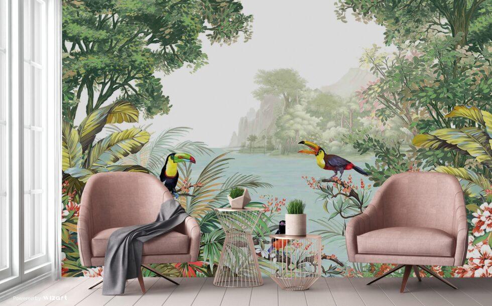 Parrot Design Mural WALLPAPER in Different Texture - Code A323 - Image 3