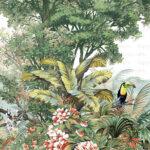 Parrot Design MURAL WALLPAPER, Available in Various Paper Texture, Code A323.  It is Produced as 105 CM WIDE ROLL PANELS.