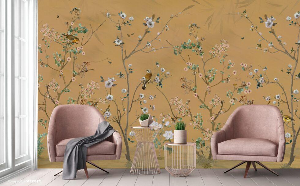 Spring Blossoms Design Mural WALLPAPER in Different Texture - Code A324