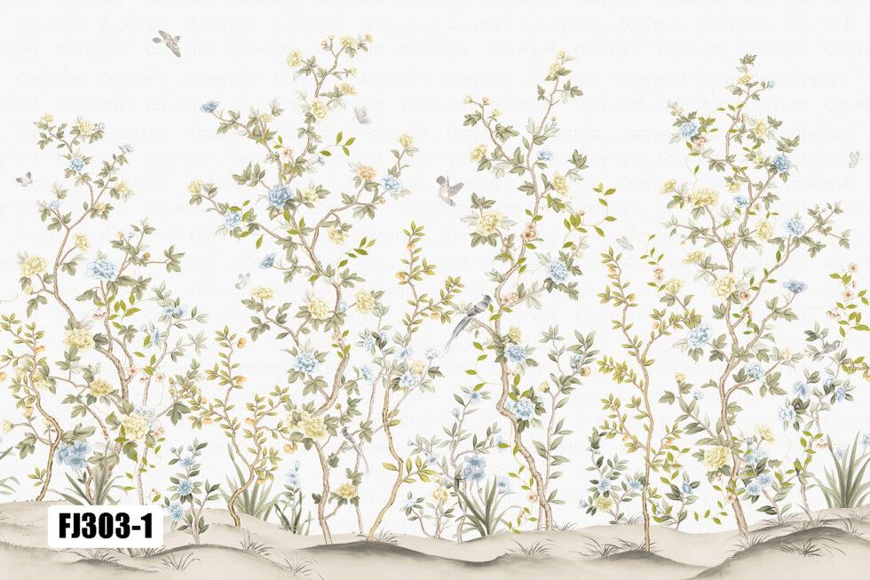 Flowers Pattern Design Mural WALLPAPER in Different Texture - Code FJ303 - Image 2