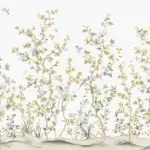 Flowers Pattern Design, VINYL FABRIC TEXTILE Wall Mural in Different Texture, Code FJ303.  It is produced as ONE PIECE WITHOUT JOINT.
