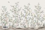 Flowers Pattern Design, VINYL FABRIC TEXTILE Wall Mural in Different Texture, Code FJ303.  It is produced as ONE PIECE WITHOUT JOINT. - Image 2