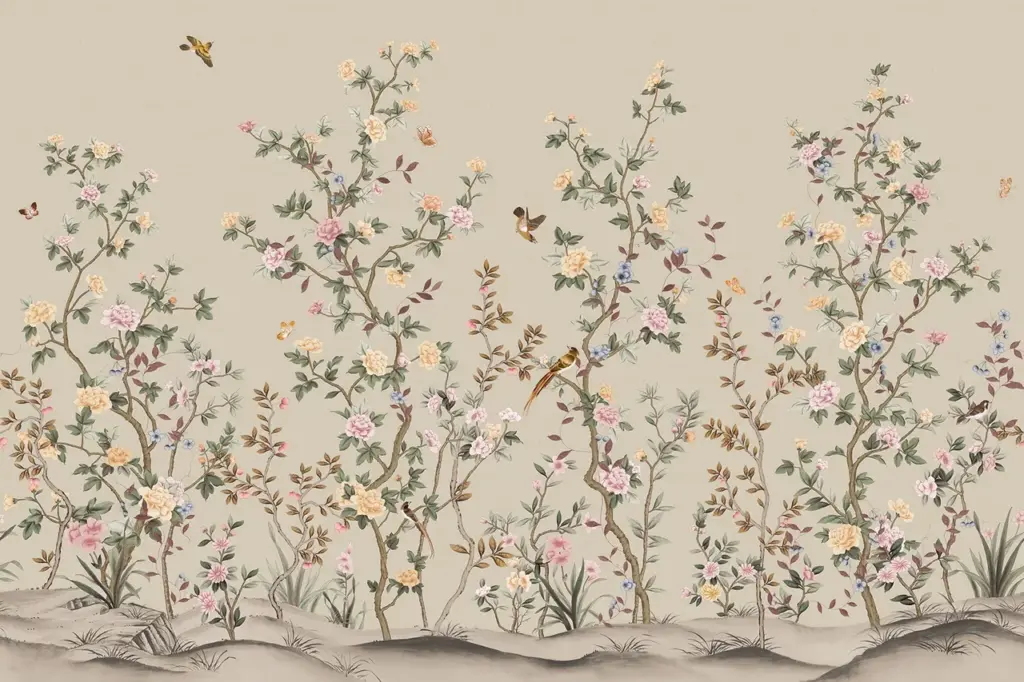 Flowers Pattern Design Mural WALLPAPER, Available in Various Paper Texture, Code FJ303. It is Produced as 105 CM WIDE ROLLS.