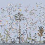 Flowers Pattern Design, VINYL FABRIC TEXTILE Wall Mural in Different Texture, Code FJ305.  It is produced as ONE PIECE WITHOUT JOINT.