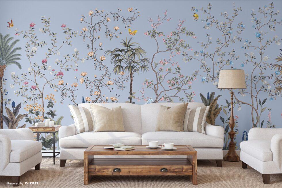 Flowers Pattern Design Mural WALLPAPER in Different Texture - Code FJ305 - Image 7