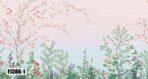 Colourful Flowers Pattern Design, VINYL FABRIC TEXTILE Wall Mural in Different Texture, Code FJ306.  It is produced as ONE PIECE WITHOUT JOINT. - Image 3
