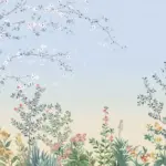 Colorful Flowers Pattern Design Mural WALLPAPER, Available in various Paper Texture, Code FJ306. It is Produced as 105 CM WIDE ROLL PANELS..
