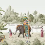 Elephant Pattern Design, VINYL FABRIC TEXTILE Wall Mural in Different Texture, Code FJ309.  It is produced as ONE PIECE WITHOUT JOINT.