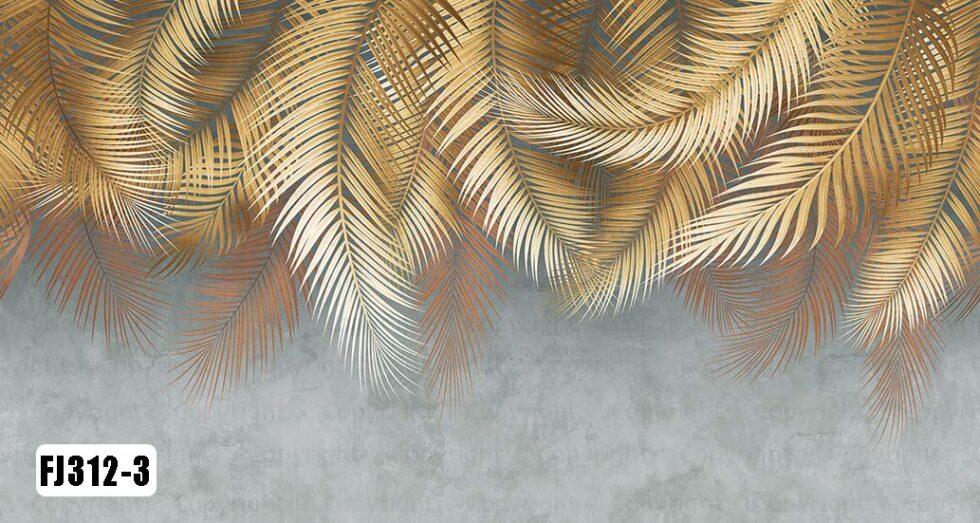 Palm Leaves Pattern Design Vinyl, FABRIC BACK Wall Mural in Different Texture Code FJ312 - Image 4