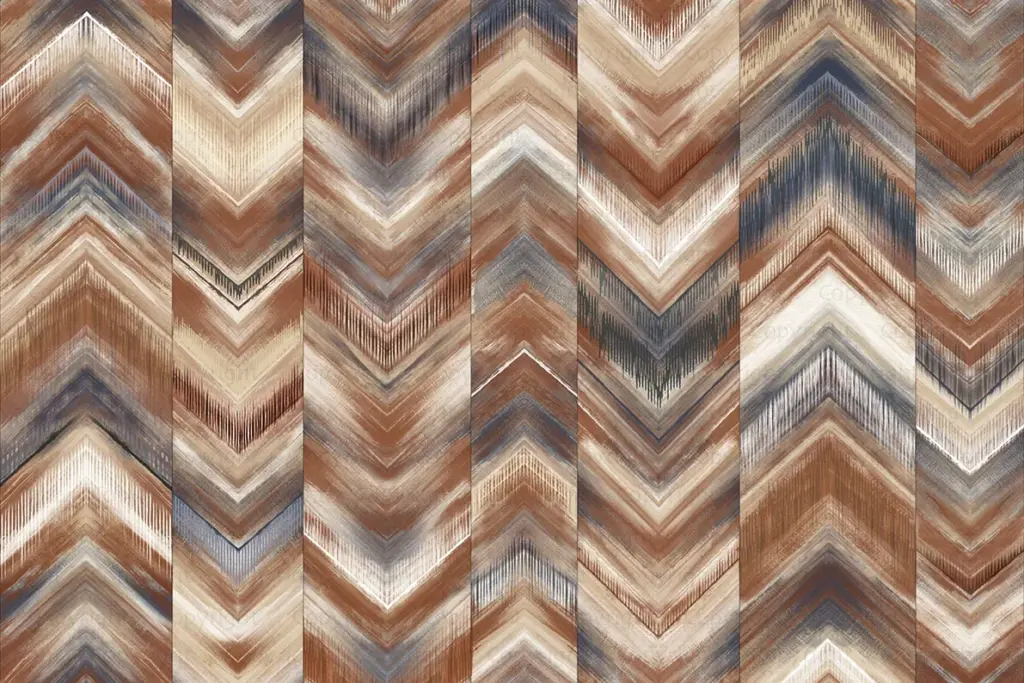 Geometric Design Pattern, VINYL FABRIC TEXTILE Wall Mural in Different Texture, Code FJ313.  It is produced as ONE PIECE without joint.