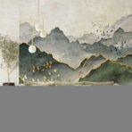Mountains Design, VINYL FABRIC TEXTILE Wall Mural in Different Texture, Code FJ317. It is produced as ONE PIECE WITHOUT JOINT.                       without joint. - Image 6