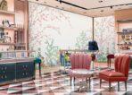 Colourful Flowers Pattern Design, VINYL FABRIC TEXTILE Wall Mural in Different Texture, Code FJ306.  It is produced as ONE PIECE WITHOUT JOINT. - Image 7