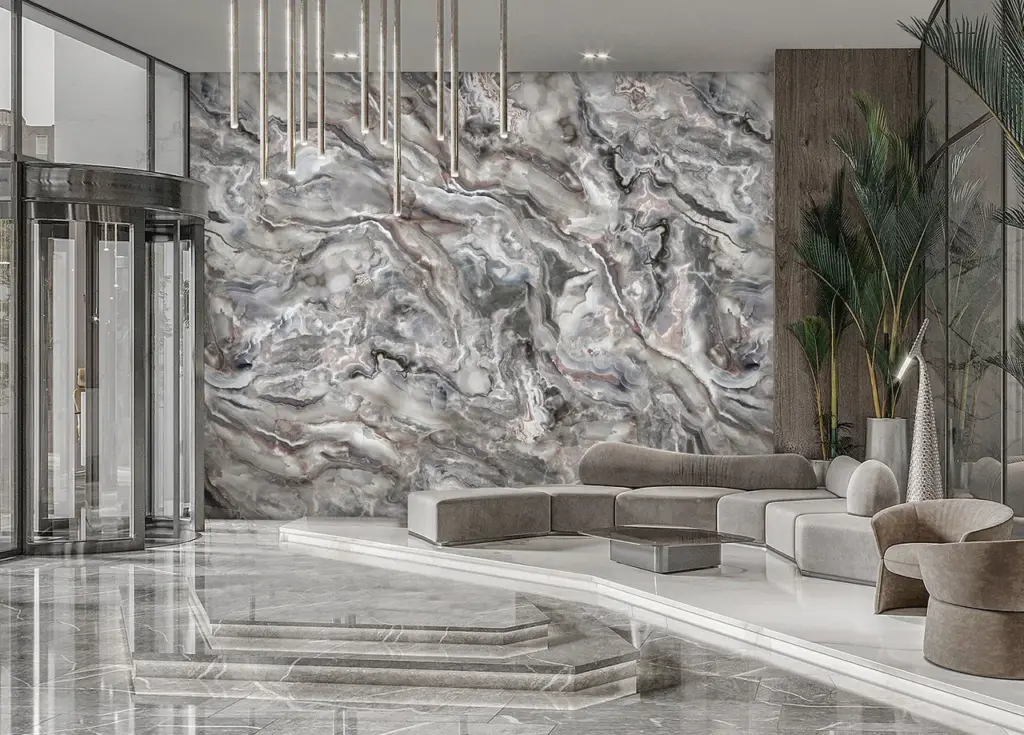Marble Finish Design Mural WALLPAPER, Available in various Paper Texture, Code FJ319. It is Produced as 105 cm Wide Roll Panels. - Image 7
