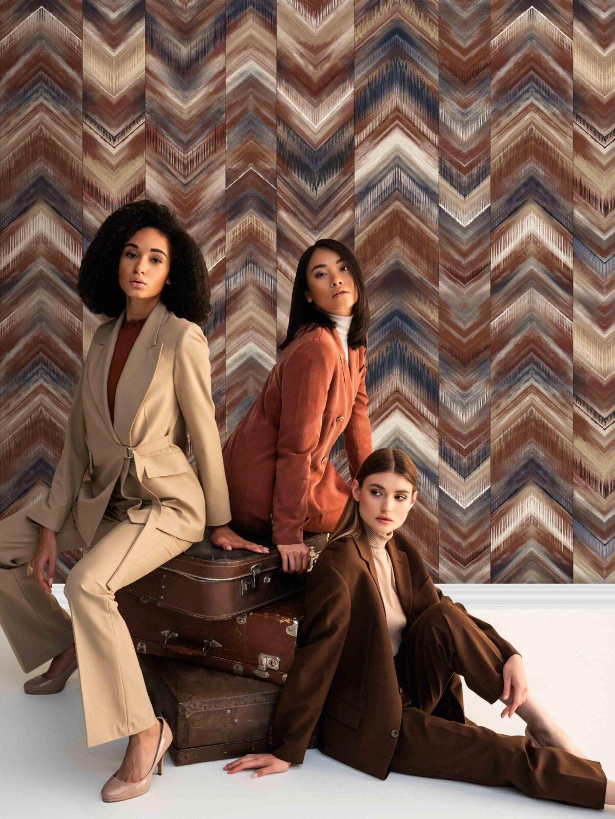 Geometric Design Pattern, VINYL FABRIC TEXTILE Wall Mural in Different Texture, Code FJ313.  It is produced as ONE PIECE without joint. - Image 6