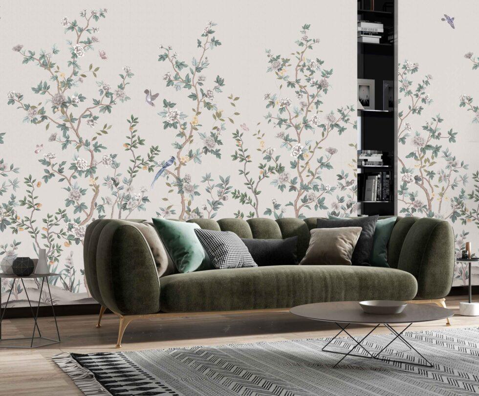 Flowers Pattern Design Mural WALLPAPER in Different Texture - Code FJ303