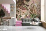 Lion Patterned Design, VINYL FABRIC TEXTILE Wall Mural in Different Texture, Code A310. It is produced as ONE PIECE WITHOUT JOINT. - Image 4