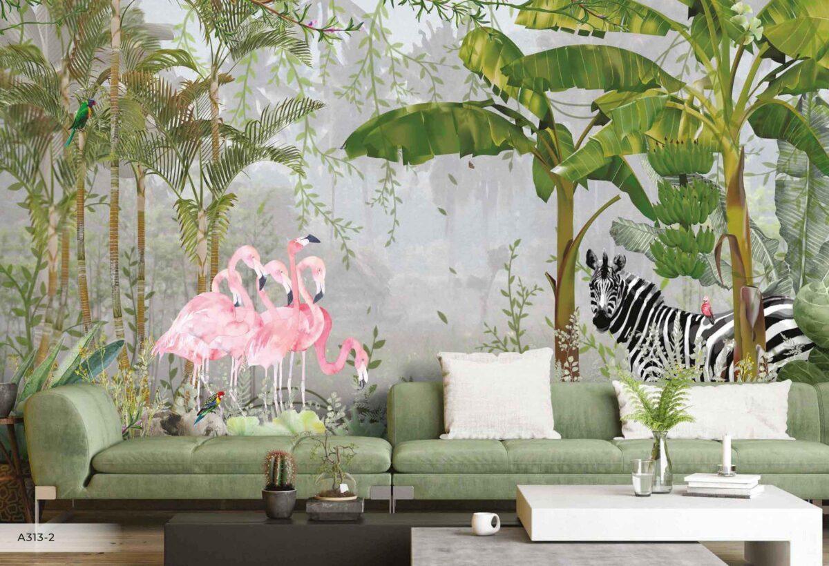 Zebra Patterned Design MURAL WALLPAPER, Available in Various Paper Texture, Code A313. It is Produced as 105 CM WIDE ROLL PANELS. - Image 6