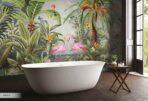 Flamingo Design, VINYL FABRIC TEXTILE Wall Mural in Different Texture, Code A319. It is produced as ONE PIECE WITHOUT JOINT. - Image 7