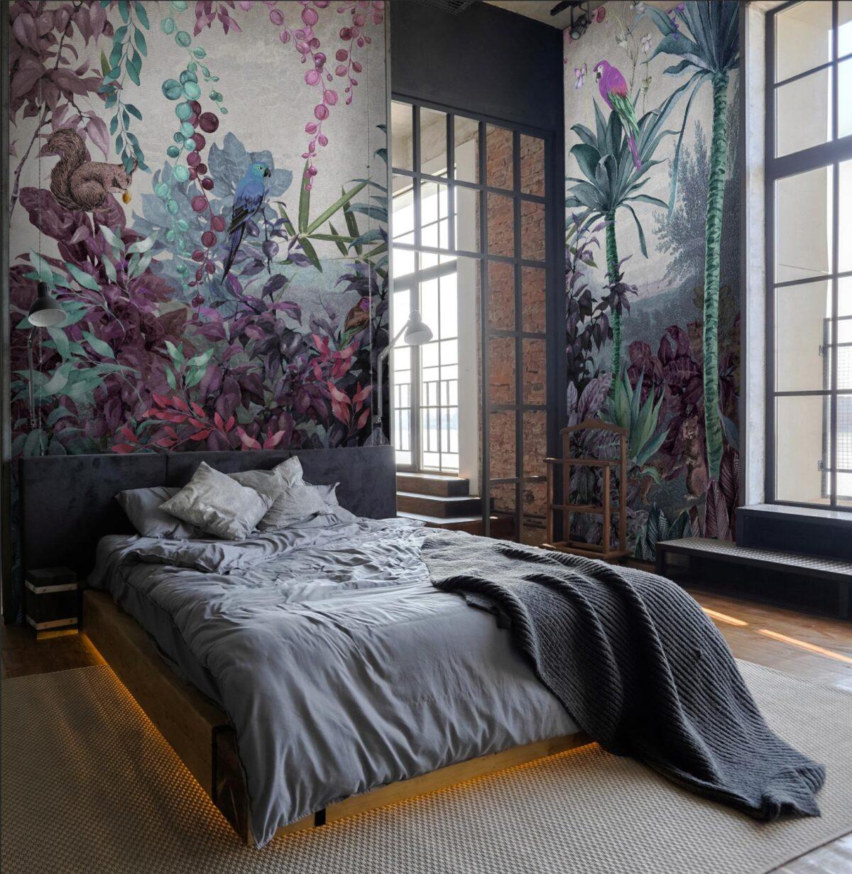 Squirrel and Parrot Design, VINYL FABRIC TEXTILE Wall Mural in Different Texture, Code A315. It is produced as ONE PIECE WITHOUT JOINT. - Image 6