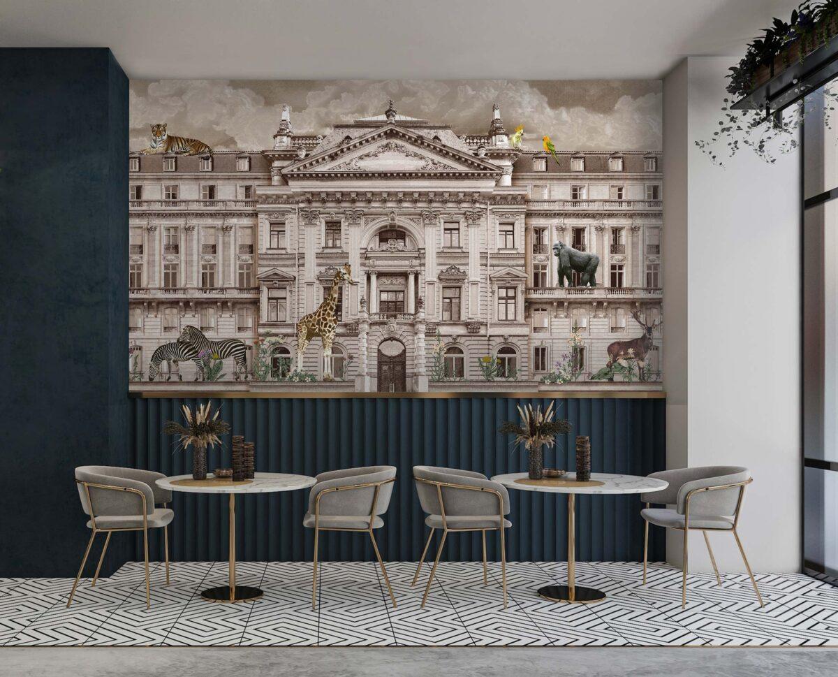 Zoo Pattern Design, VINYL FABRIC TEXTILE Wall Mural in Different Texture, Code FJ308.  It is produced as ONE PIECE WITHOUT JOINT. - Image 6