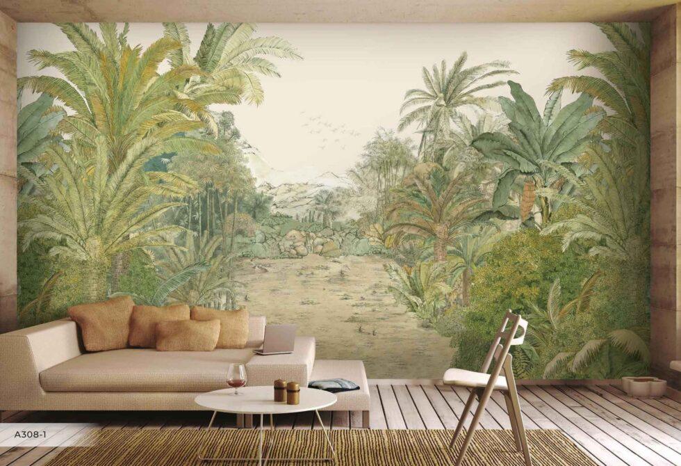 Amazon Forests Design Vinyl, FABRIC BACK Wall Mural in Different Texture - Code A308